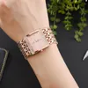 Polshorloges Grealy Brand Women's Square 2022 Diamond Watch Dial Women Watches Bracelet Gold/Rose Gold/Silver Band met doos