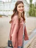 Vintage Faux Suede Jacket Women Turn Down Collar Basic Cargo Jackets Female Tops Autumn Solid Button Pocket Casual Loose Outwear 220815