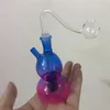 1 stks mini -glazen waterpijp oliebrander bongs spiraalvormige recycler dab olieligingen buis 10 mm gewricht water bong met banger en slang