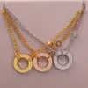 fashion love Clavicle Necklace jewelry men women double chain circle pendant for lovers designer necklaces couple gift