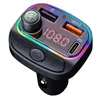 다채로운 분위기 조명 3.1A Type-C 차량 충전기 다기능 BT FM 자동차 용 송신기