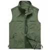 Gilet d'été avec de nombreuses poches pour hommes mince multi-poches classique gilet d'extérieur homme pographe veste sans manches Stra22