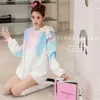 Sweats à capuche pour femmes Sweatshirts 2022 Automne Printemps Dégradé Tie-Dye Français Pull Femmes Lâche Sauvage Mode Casual Tendance avec Femmes T