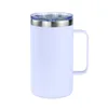 Tasse à café de 24 oz Camping Voyage Tumbler bouteille d'eau en acier inoxydable à double paroi isolée sous vide avec poignée et couvercle voie maritime B0525P3