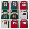 Mens Seattle Jersey Super Gary 20 Payton Sonics Shawn 40 Kemp Basketball Shorts Basketball Jerseys Red White Blue