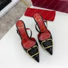 Klänningskor Sandaler Kvinnor Pumpar Mid-Heel Slingback Sandal Luxurys Designers Shoes High Heels Sandales Espadrilles Womens Espadrille 2206221
