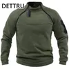 Winter Mens Military Sweatshirt Fleece Zipper Pullover Fashion Men's Solid Color Loose Lamb Thick Jacket Men Clothing Streetwear 220815