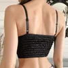 Sexy satijnen crop tops vrouwen draadloze bralette top vrouwelijke spaghetti -riem buitenkleding bijgesneden met borst gevoerde camisole 220607