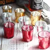 Bougeoirs votifs en verre de pilier moucheté de mercure en or rose vides pour la fabrication de bougies