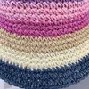 Bérets Été Paille Crochet Seau Chapeau Femmes Pliable Panama Cap UV Soleil Boho Rayures Colorées Pêche Vacances Plage ChapeauBérets Wend22