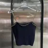Kvinnor stickade och t-shirt 2022 Fashion Suspender Top Women's Short T-shirt Sexig Slim Knit Top Women's Designer Dress