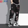 Calças masculinas RainbowTouches Sports Solte Treinamento Fittness Troushers Men Hip Hop Graffiti Fashion Printing Casual Cropped Cargo 220827