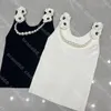 designer women knit tanks Shirts pearl necklace slim sweater vest shirt logo ch..el brand casual white bustiers shirt sexy camisole womens luxury Apparel