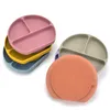 7pcsset 베이비 실리콘 테이블웨어 세트 베이비 먹이 요리 BPA 무료 그릇 판 턱받이 숟가락 포크 세트 어린이 비 슬립 식기 제품 220715