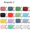 Siliconenbeschermende mouw oortelefoonkoffer Volledig deksel voor AirPods 2021 3e generatie AirPods 3 4 Cases Apple Bletooth -hoofdtelefoonaccessoires met haak