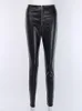 Insta элегантные брюки из искусственной кожи с высокой талией, женские узкие офисные брюки-карандаш, повседневные тонкие черные капри 220726
