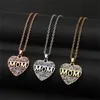 MOM Lettres Amour Coeur Forme Bijoux Colliers Mode Mothday Jour Coloful Diamant Incrusté Pendentif Fête Anniversaire Cadeaux Collier RRA12