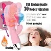 30 Hastigheter uppvärmning av teleskopiska vibratorer Dildos för kvinnor Sexiga leksaker Penis Vibrator Kvinnlig laddningsbar sugande maskin Skönhetsartiklar