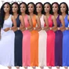 Summer Maxi Dresses for Women Silk Stretchy Casual Clothes Sexig ärmlös lång kjol Skinny Club Wear Party Dress