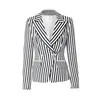 B301 Womens Suits Blazers Top Quality Original Design Women's Classic Stripe Blazer Double-Breasted Blazer Business Wear Metal Buckles Jacket Blandning Pälsutbrott