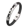 Braccialetti con ciondoli Bracciale punk Uomo Braccialetti in pelle nera Fibbia in acciaio inossidabile Pelle bovina intrecciata Bracciale rock fatto a mano 2022 BB1039Charm