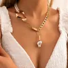 Anhänger Halsketten Boho Kurze Choker Nachahmung Perlen Halskette Für Frauen Barock Unregelmäßige Metall 2022 Mode Femme GeschenkePendant