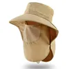 Basker sommarmän hink hatt fällbar avtagbar sol stor brim cap utomhus anti-uv bob ansikte nackskydd fiske panamaberets wend22