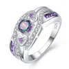 Wedding Rings Romantisch chromatische stenen tik stelt hart voor vrouwen met speciaal twistontwerp luxe sieradenvoorstel wynn2222