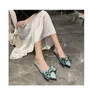 2022 Summer New Women's Sandals Silk Bow-tie Pointed Toe Simple Two-wear Square Heel Fashion Shoes Slip-on Slippers