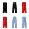 Palm Loose Men Sport Långbyxor Zipper Byxor Casual Mens Sweatpants Jogger Side Stripes Drawstring Sport Sportkläder