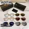 A-DITA SUN SUNDASSES DRX-8866 Designerskie okulary przeciwsłoneczne dla mężczyzn Obiektywność żywicy Uv400 Blue Titanium Top Wysoka jakość Oryginalna marka Spectacl