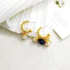 Hoop & Huggie WTLTC Retro French Asymmetric Twisted Charms Earrings For Women Nature Stone Pearls Hoops Femme Jewelry 2022