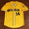 Xflsp GlaC202 WILL SMITH LE FRAIS PRINCE DE BEL-AIR ACADEMY # 14 MAILLOT DE BASEBALL 100% Maillot de Baseball Blanc Cousu