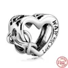 925 Silver Fit Pandora Charm 925 Pulsera Angel Mom Family Heart series charms set Colgante DIY Fine Beads Jewelry