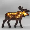 Home Decoration Wooden Hollowed Small Wolf LED Light Decor Desktop Ornaments Christmas Gift Animal Statue 2205231026532