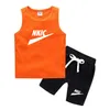 2pcs Kids Baby Boy Summer Clothing Sets Sleeveless Tank Tops Brand LOGO Print Drawstring Shorts Sportwear Clothes Sets