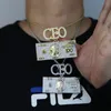 새로운 도착 초기 CEO 편지 미국 달러 현금 펜던트 포장 완전한 CZ Fit Cuban Chain Necklace for 남자 여자 소년 파티 펑크 스타일 보석 도금 금은