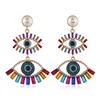 Moda Evil Eyes Dangle Kolczyki Dla Kobiet Dziewczyny przesadzone Projektant Kolorowe Kryształ Rhinestone Pearl Oświadczenie Drop Earring Party Biżuteria Hurtownie