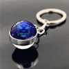 Keychains WG 1PC 12 Constelação Cabochon Keychain Glass Glass Double-lised-lised-lised-lisado Anel para mulheres jóias ENEK22