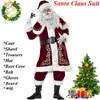 Erkekler Trailtsits 8pcs Erkekler Noel Noel Baba Takım Kostüm Cosplay Giysileri Fantezi Yetişkinler için Uzun Kollu Casa de Papel Disfrazmen