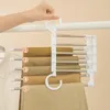 5 in 1 Multifunzione Pant Rack Hnager Armadio in acciaio inossidabile Regolabile Magic Pantaloni Appendini portasciugamani Ripiani Armadio Organizer 220815