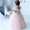 فساتين الفتاة الوردي زهرة الفتاة لباس عيد ميلاد حفل زفاف عطلة