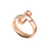 Luxe Designer Band Ringen 925 Zilveren CZ Diamant Letter T Vrouwen Trouwring Mode Klassieke Sieraden