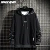 Single Road Mens Hoodies Patchwork Techwear Sweatshirt Japanese Streetwear Harajuku Hip Hop Oversized Black Hoodie 220325