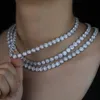 Łańcuchy moda letnia Iced Out Bling iskrzenie okrągłe sześcienne cyrkonia naszyjnik typu Choker z łańcuszkiem naszyjnik dla kobiet urok biżuteria ślubna łańcuchy