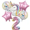 Palloncino unicorno arcobaleno Palloncini foil numero 32 pollici 1 ° Tema unicorno per bambini Decorazioni per feste di compleanno Baby Shower Globos GC855