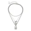 Multi Layer Lover Lock Pendant Halsband hjärtkedjan halsband för kvinnor par smycken gåva