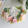 Bröllop Garland Peony Flower Crown Headpieces Spring Summer Women Bride Bridesmaid Pink Floral Hairband Bohemian Beach Wedding Party Stretchy Headwear CL0490