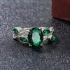 Изумрудное кольцо для женщин мода золотой цвет инкрустации зеленые цирконы обручальные кольца свадебные украшения