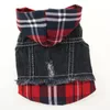 PLAID Stitching Denim Vest Denims Small Dog Apparel Clothes Cowboy Pet Dogs Cat Pock Puppy Clothing for Jean Jacket outfit YF0043